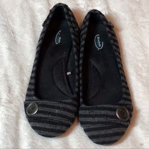 Dr. Scholl's Striped Flats - Grey & Black